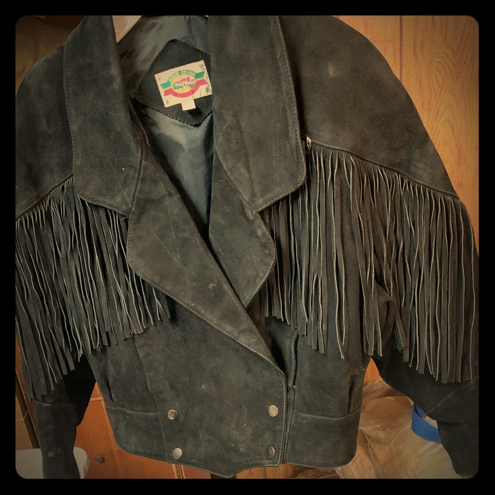 Black Leather Jacket(fringed)